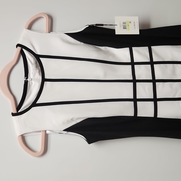 NWT Calvin Klein Black and White Dress - Size 4 - Picture 3 of 10